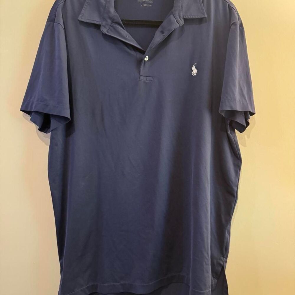 Navy blue Polo Ralph Lauren Performance polo shirt in size L